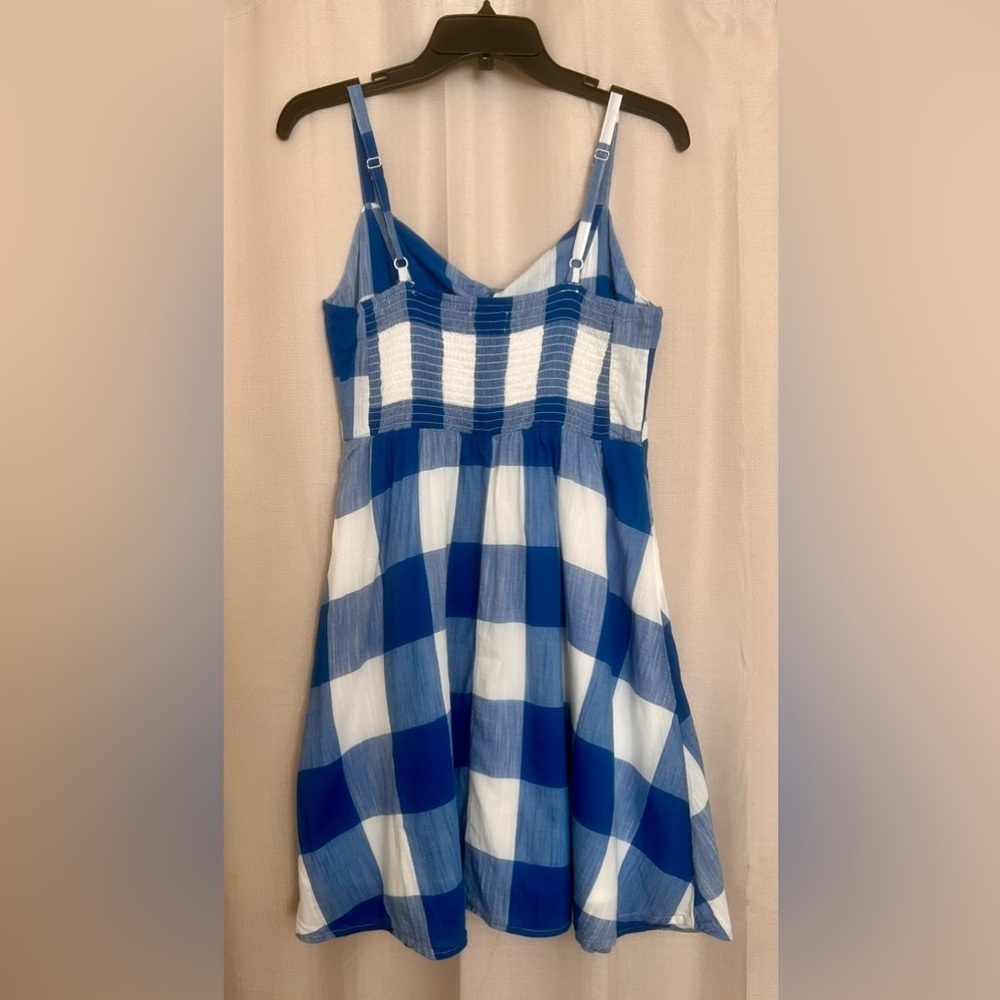 Old Navy Blue White Buffalo Plaid Cami Dress Size M - Picture 6 of 6